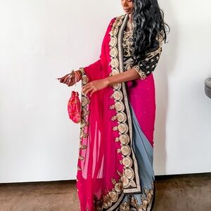 Sari (broken zipper) earrings, necklace, head piece jewelry Indian wedding